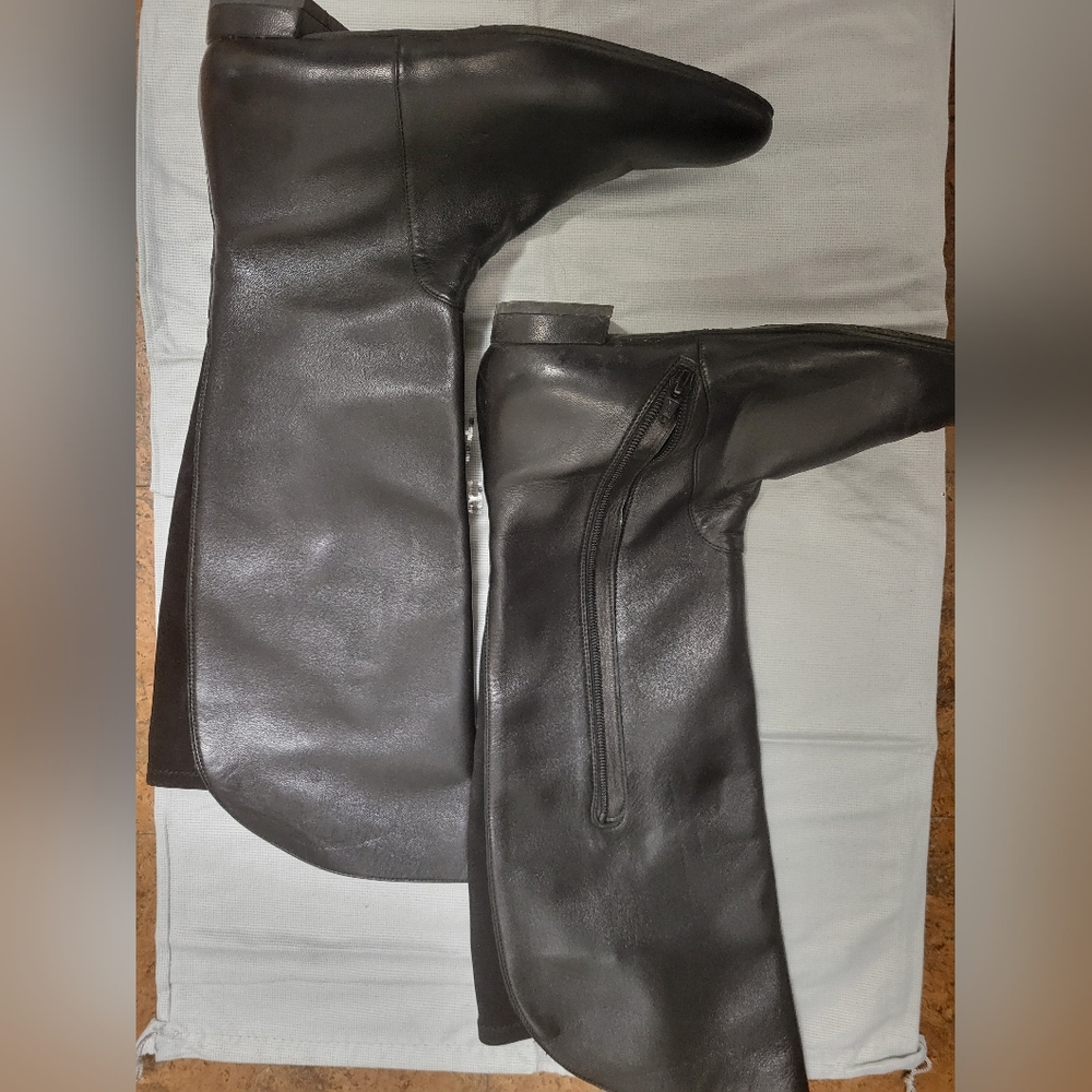 Stuart Weitzman Halftime Black Nappa low heel snipped toe tall boot size 9
